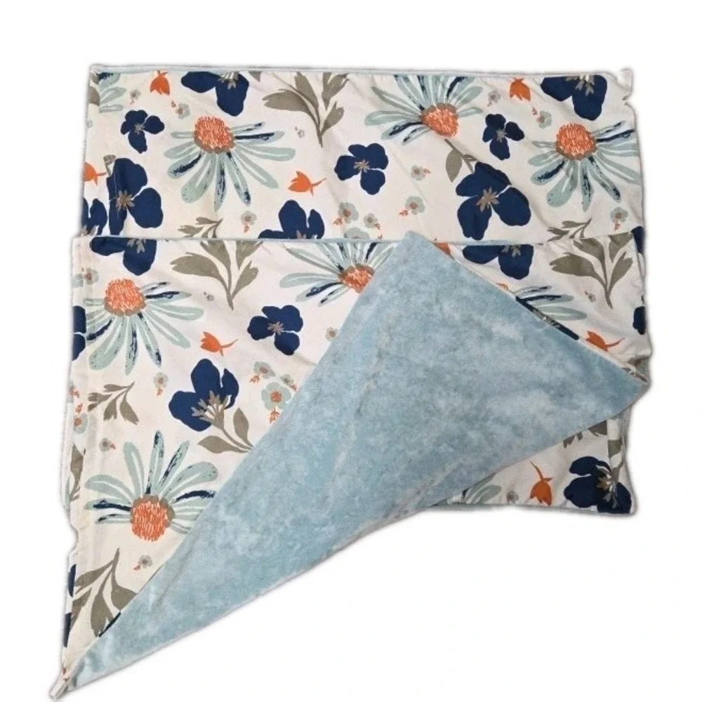 2 OPAL HOUSE Blue Aqua Teal Floral Reversible VELVET Standard Pillow Shams SET